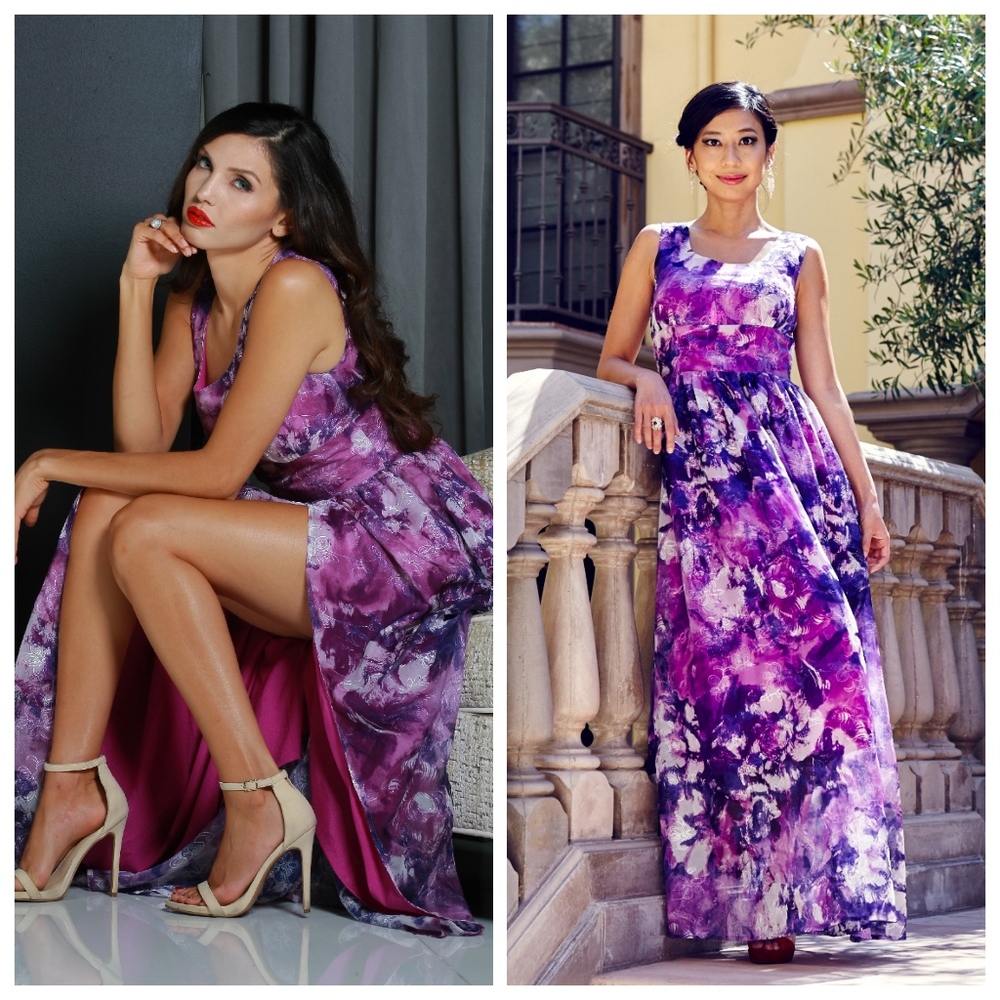 Designer Purple floral maxi dress